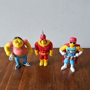 Vintage Y2K Playmates Toys Simpsons Characters Barney, Duffman, Radioactive Man